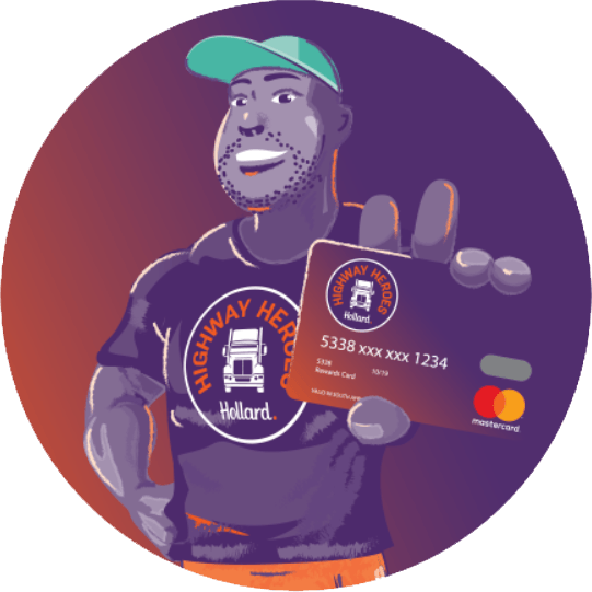 Hollard Highway Heroes truck driver holding a rewards card